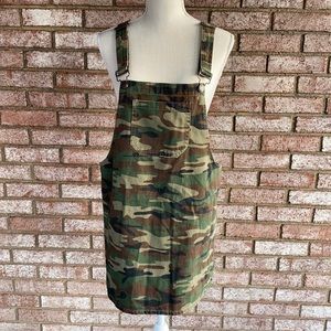 FOREVER 21 Camo Overall Mini Dress Jumper Skirt